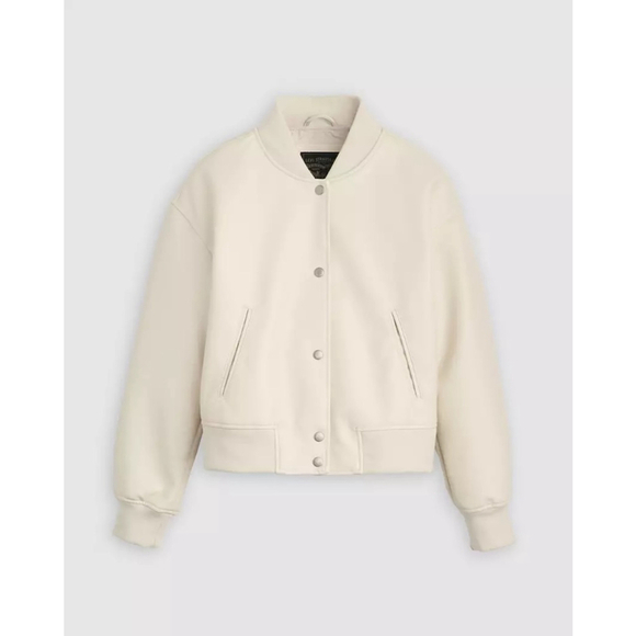 Levi's Faux Leather Bomber Jacket – Cream | Womens Size Small | New WO Tags - Picture 1 of 9